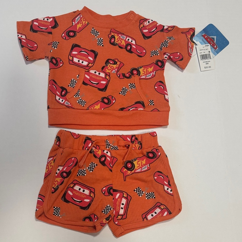 Disney Cars Orange waffle knit Kids Set